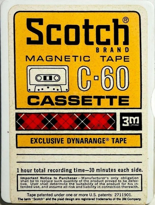 Compact Cassette Scotch Dynarange 60 Type I Normal 1970 USA