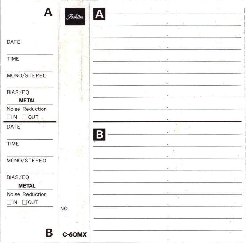 Compact Cassette Toshiba MX 60 Type IV Metal 1980 USA