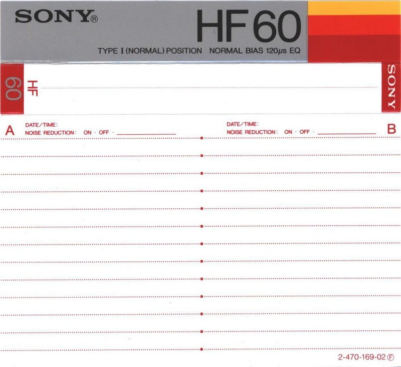 Compact Cassette Sony HF 60 Type I Normal 1983 USA