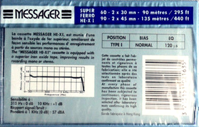 Compact Cassette Messager HE-XI 60 Type I Normal 1994 France