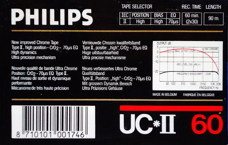 Compact Cassette Philips UC II 60 Type II Chrome 1985 Europe