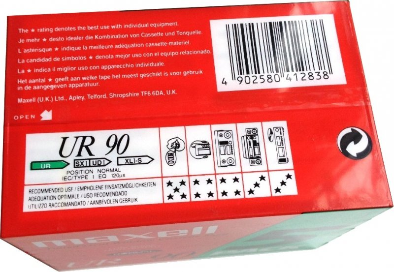 5 pack Maxell UR 90 Type I Normal 1991 Europe