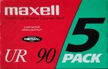 5 pack Maxell UR 90 Type I Normal 1991 Europe