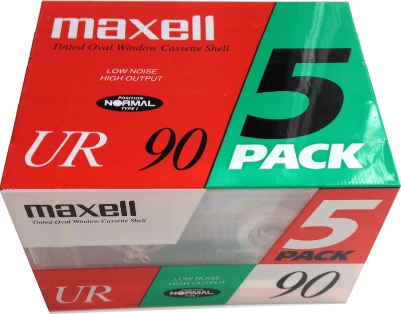 5 pack Maxell UR 90 Type I Normal 1991 Europe
