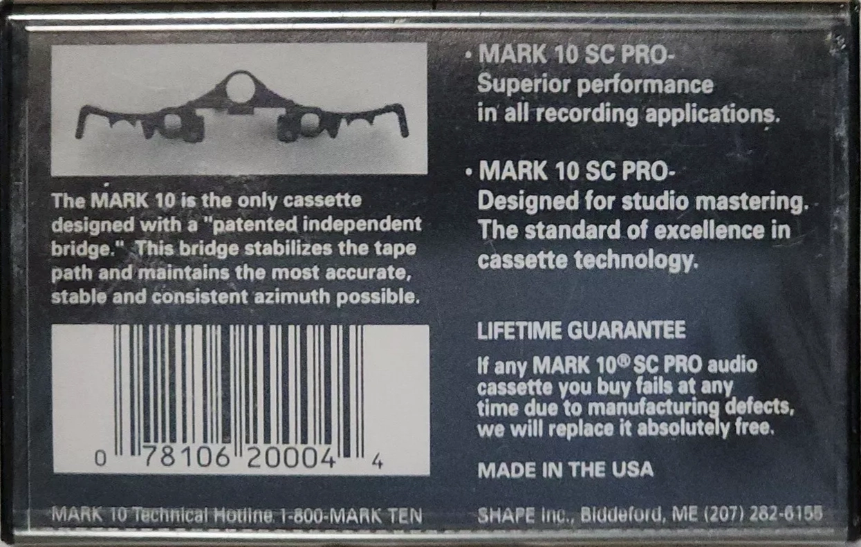 Compact Cassette Shape Mark 10 SC Pro 30 Type II Chrome 1984 USA