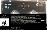 Compact Cassette Sony CD-IT 90 "C-90CDT2A" Type II Chrome 1995 North America
