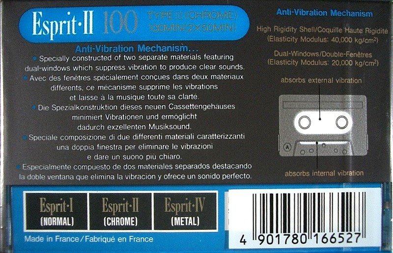 Compact Cassette Sony Esprit 100 "ESP II-100" Type II Chrome 1992 Europe