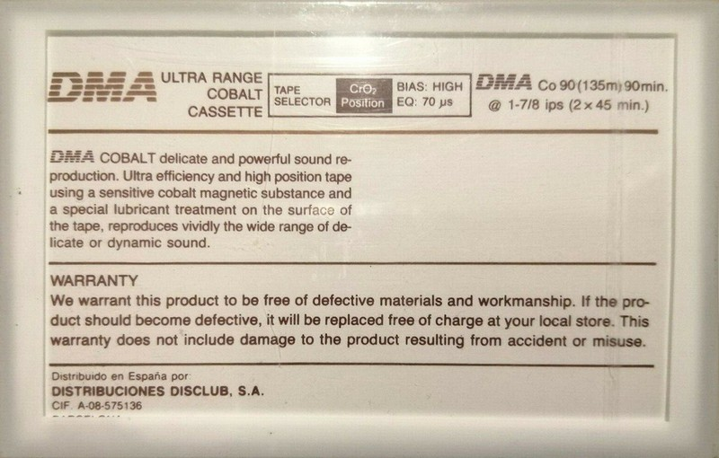 Compact Cassette DMA 90 Type II Chrome Spain