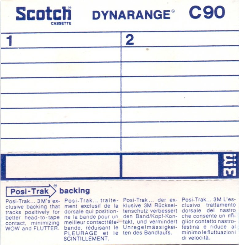 Compact Cassette Scotch Dynarange 90 Type I Normal 1975 Europe