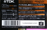 Compact Cassette TDK SA 80 "SA-80M" Type II Chrome 1990 Japan