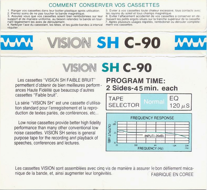 Compact Cassette Vision SH 90 Type I Normal 1982 Europe
