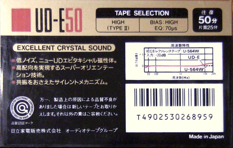 Compact Cassette Hitachi UD-E 50 Type II Chrome 1988 Japan