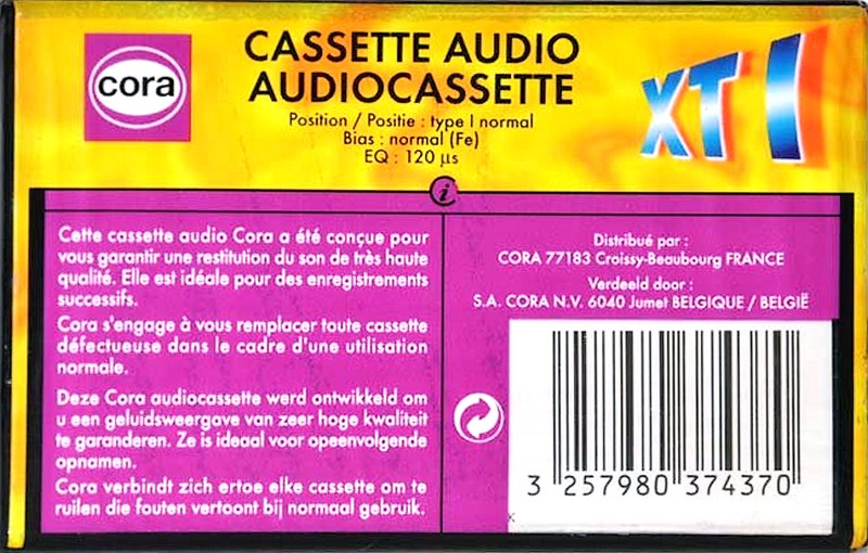Compact Cassette Cora XT 90 Type I Normal Europe
