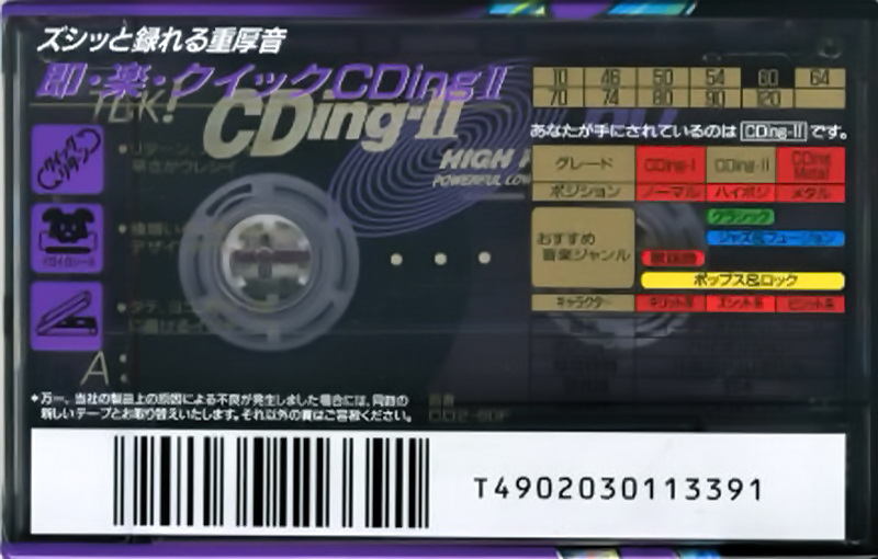 Compact Cassette TDK CDing 2 60 "CD2-60F" Type II Chrome 1994 Japan