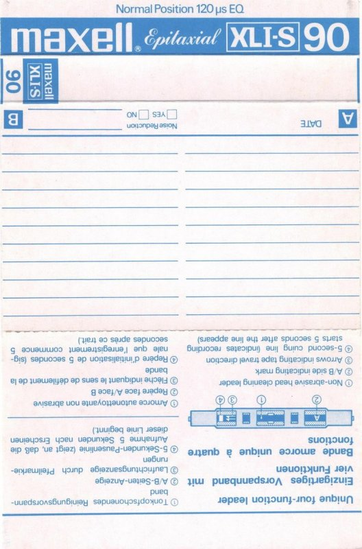 Compact Cassette Maxell XLI-S 90 Type I Normal 1980 Europe