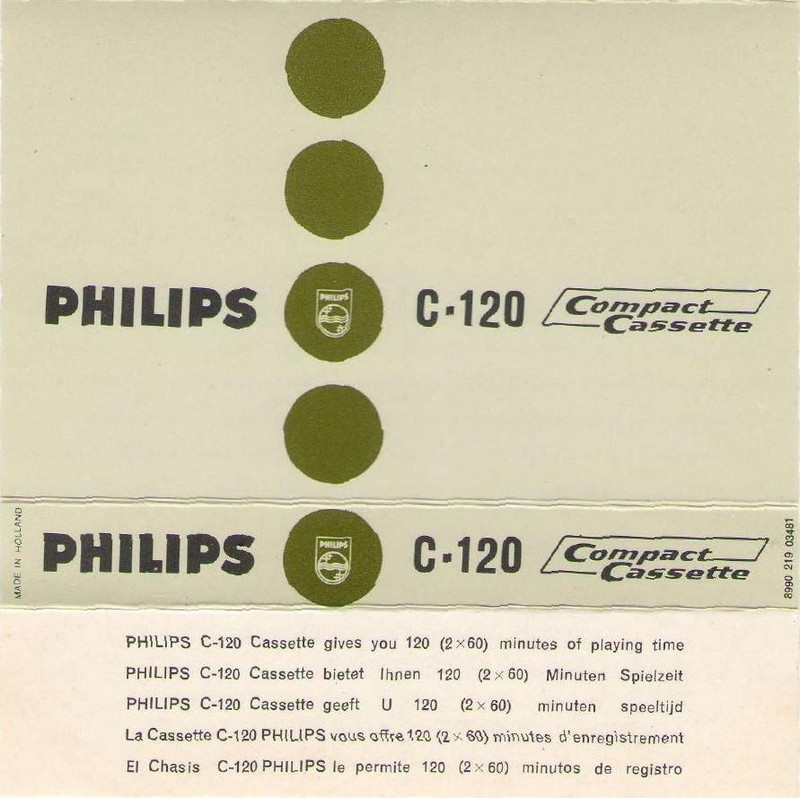 Compact Cassette Philips 120 Type I Normal 1967 Europe