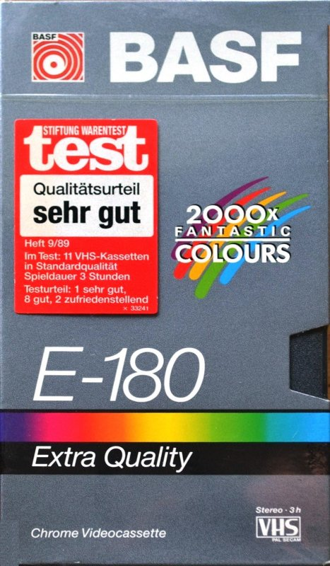 VHS, Video Home System BASF Extra Quality 180 Type II Chrome 1989 Europe