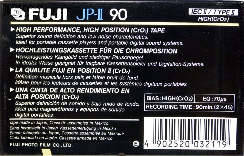 Compact Cassette Fuji JP-II 90 Type II Chrome 1989 Europe