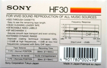 Compact Cassette Sony HF 30 Type I Normal 1983 Europe