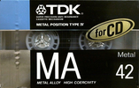 Compact Cassette TDK MA 42 "MA-42G" Type IV Metal 1987 Japan