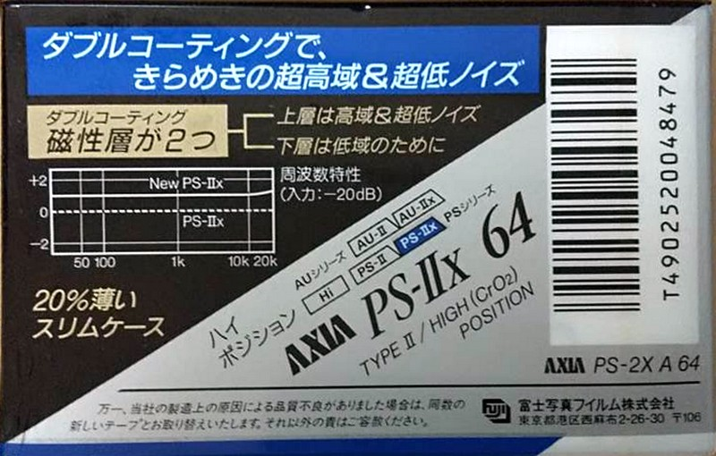 Compact Cassette AXIA PS-IIx 64 "PS-2X A 64" Type II Chrome 1991 Japan