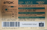 Compact Cassette TDK AR 54 "AR-54M" Type I Normal 1990 Japan