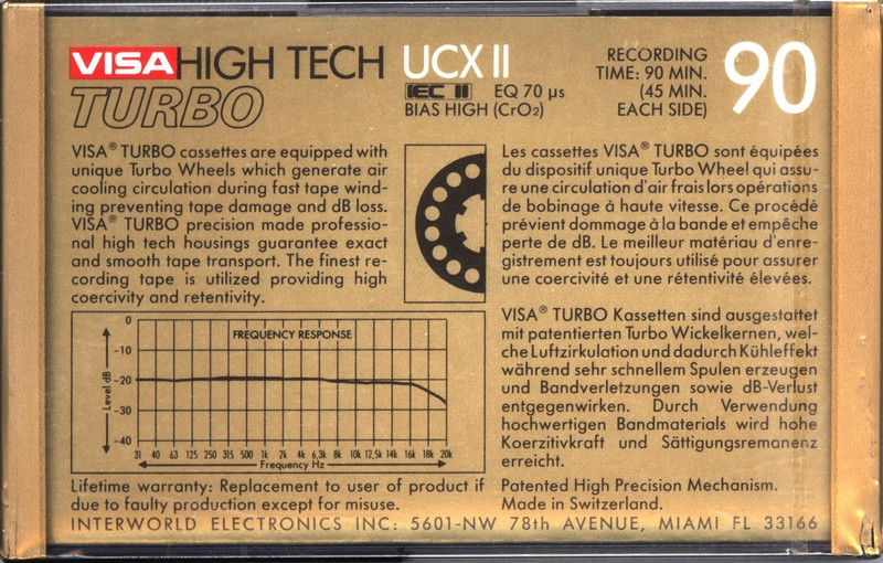 Compact Cassette Visa UCX-II 90 Type II Chrome 1985 North America