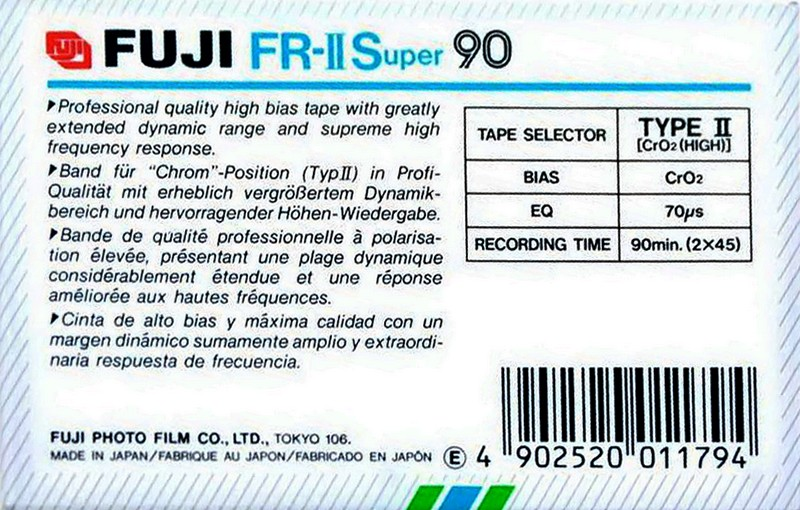 Compact Cassette Fuji FR-II Super 90 Type II Chrome 1988 Europe