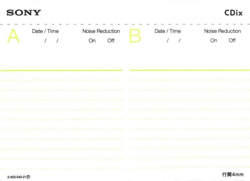 Compact Cassette Sony CDix I 46 "C46CDX1L" Type I Normal 2001 Japan