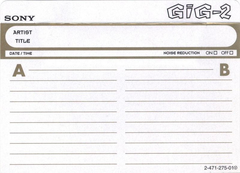 Compact Cassette Sony GIG-2 60 "C-60GIG2" Type II Chrome 1995 Japan