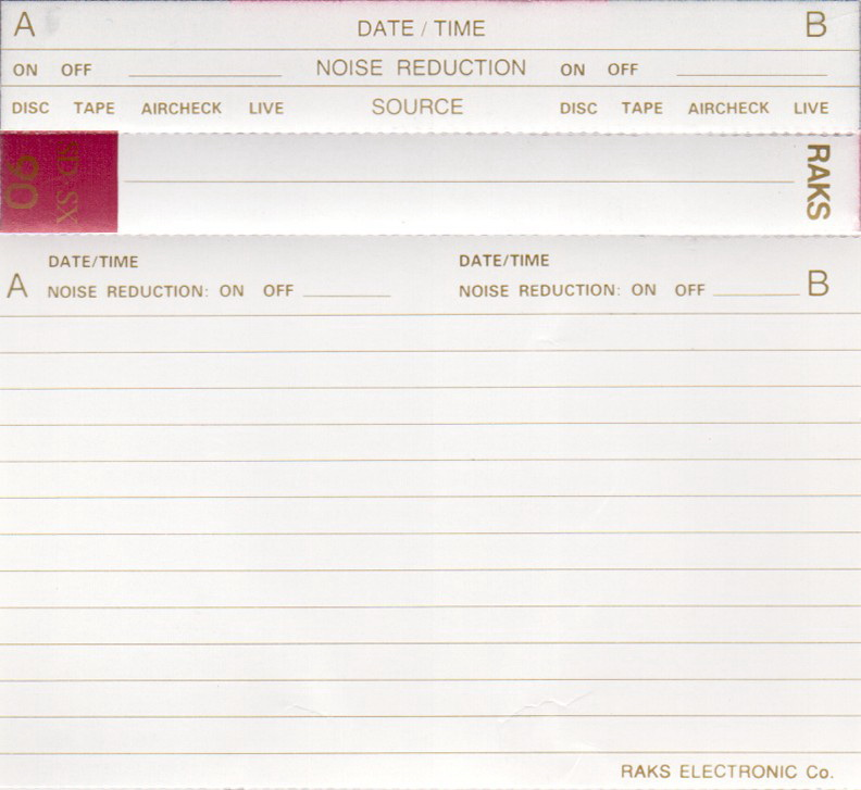 Compact Cassette RAKS SD-SX 90 Type II Chrome 1990 Europe