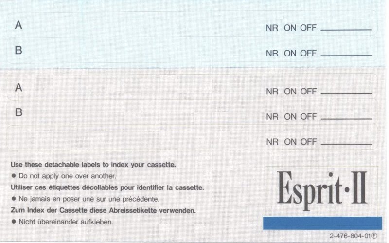 Compact Cassette Sony Esprit 70 "ESP II-70" Type II Chrome 1992 Europe