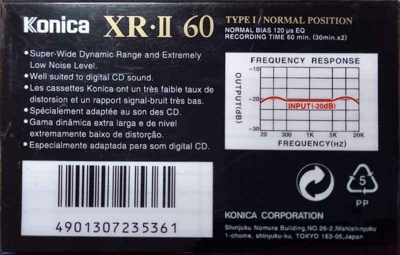 Compact Cassette Konica XR 60 "XR-II" Type II Chrome 1990 Europe