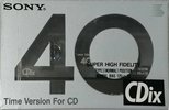 Compact Cassette Sony CDix 40 "CDIX 40" Type I Normal 1989 Japan