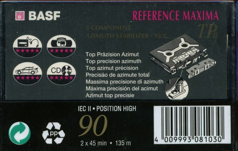 Compact Cassette BASF TP II Reference Maxima 90 Type II Chrome 1993 Europe