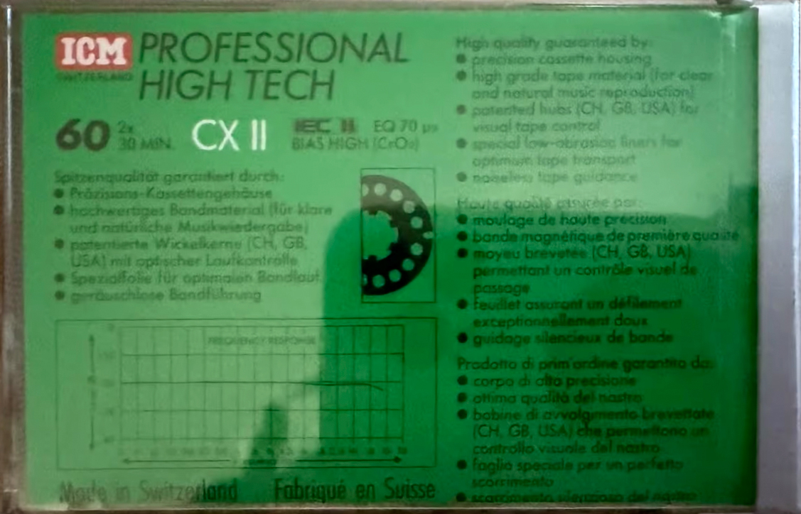 Compact Cassette ICM CX II 60 Type II Chrome 1987 Europe