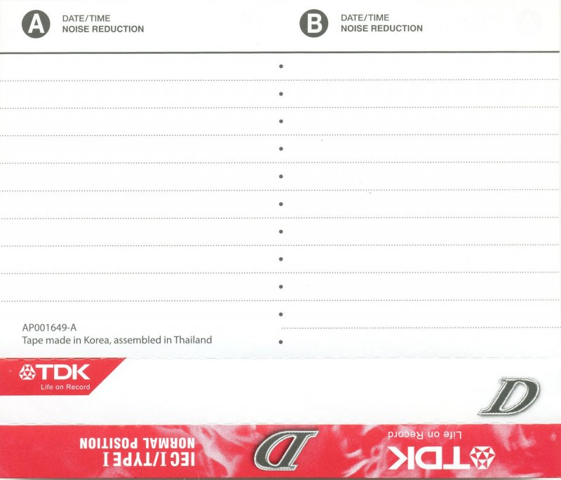 Compact Cassette TDK D 90 "D-90EB" Type I Normal 2010 Worldwide