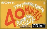 Compact Cassette Sony CDix I 40 "CDIX1 40N" Type I Normal 1990 Japan