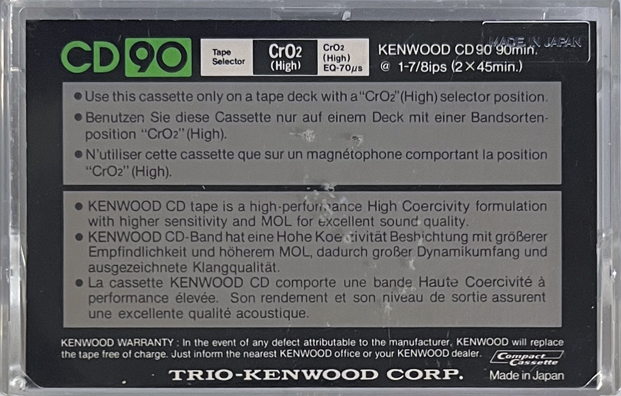 Compact Cassette Kenwood CD 90 Type II Chrome 1982 Worldwide