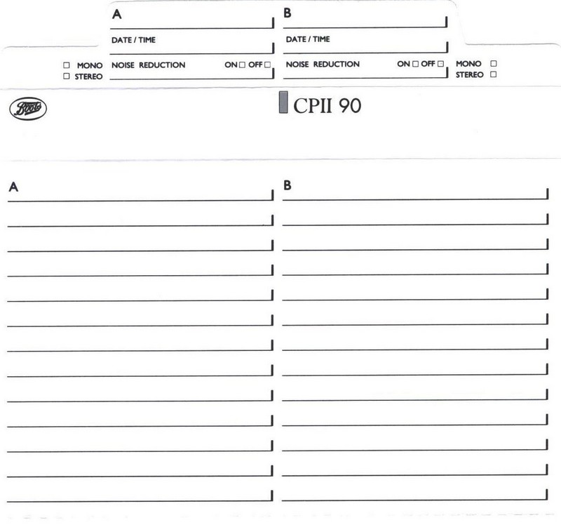 Compact Cassette Boots / Boots Audio CPII 90 Type II Chrome 1993 UK