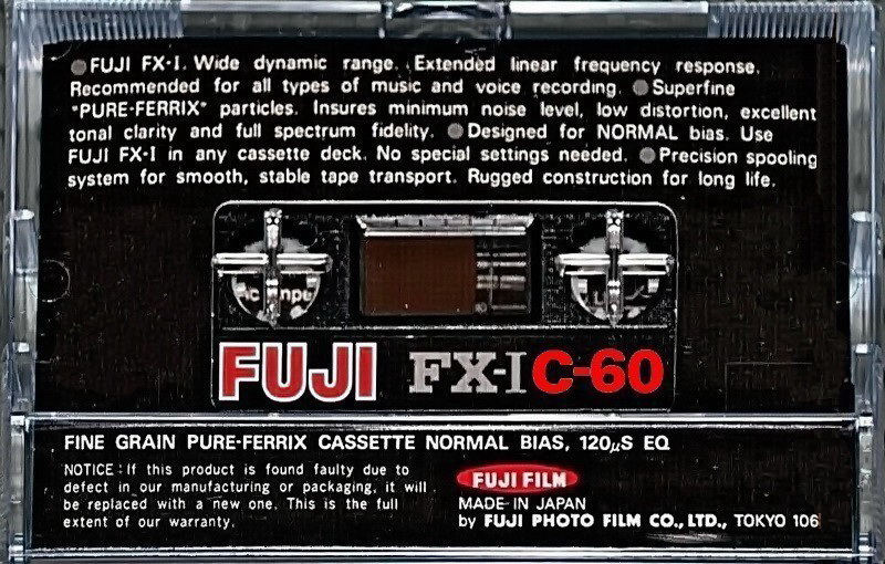 Compact Cassette Fuji FX-I 60 Type I Normal 1977 Europe, North America