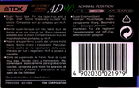 Compact Cassette TDK AD 90 "AD-90ES" Type I Normal 1990 Europe