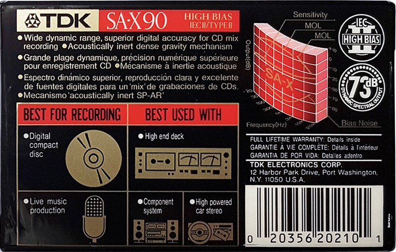 Compact Cassette TDK SA-X 90 Type II Chrome 1992 North America