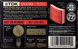 Compact Cassette TDK SA-X 90 Type II Chrome 1992 North America