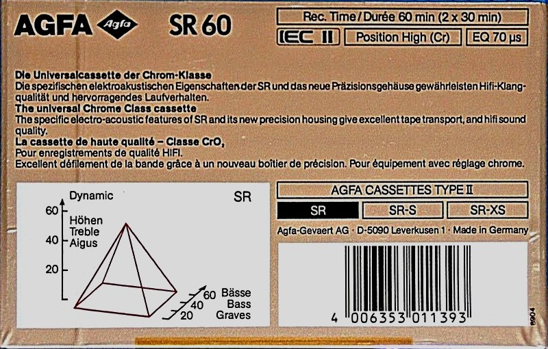 Compact Cassette AGFA SR 60 Type II Chrome 1989 Europe