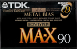 Compact Cassette TDK MA-X 90 Type IV Metal 1992 North America
