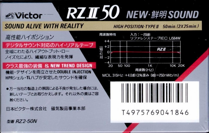 Compact Cassette Victor RZII 50 "RZ2-50N" Type II Chrome 1990 Japan