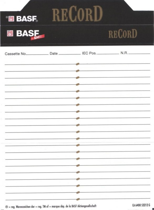 Compact Cassette BASF Record II 60 Type II Chrome 1997 Europe