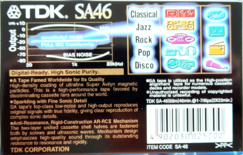 Compact Cassette TDK SA 46 "SA-46" Type II Chrome 1997 Worldwide