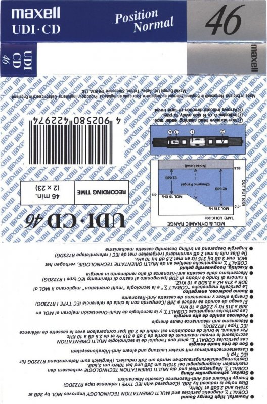 Compact Cassette Maxell UDI-CD 46 Type I Normal 1996 Europe